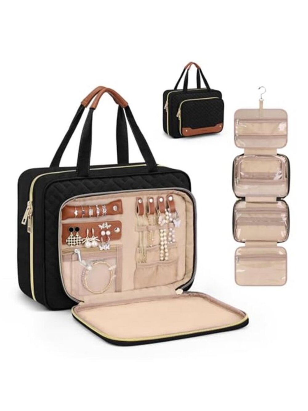 Toiletry Bag for Women, Hanging Travel Toiletry Bag with Jewelry Organizer
